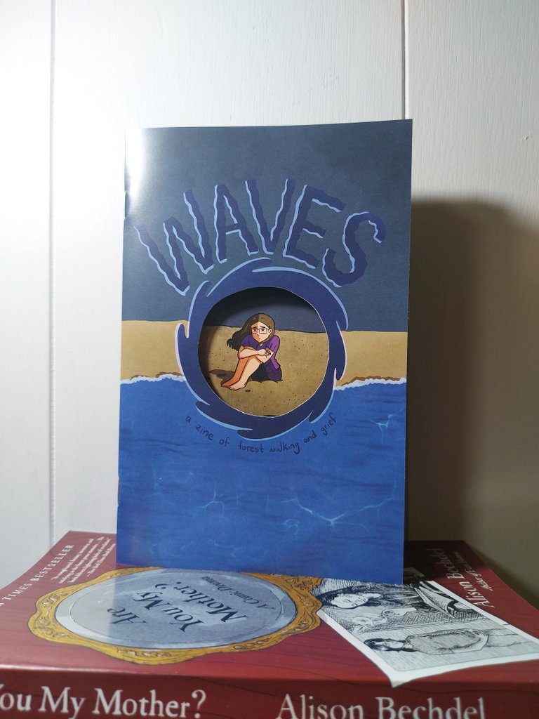 The cover of the story Jeffrey helped Erin produce called, “Waves: A Zine of Forest Walking and Grief” by Erin Shuttleworth.