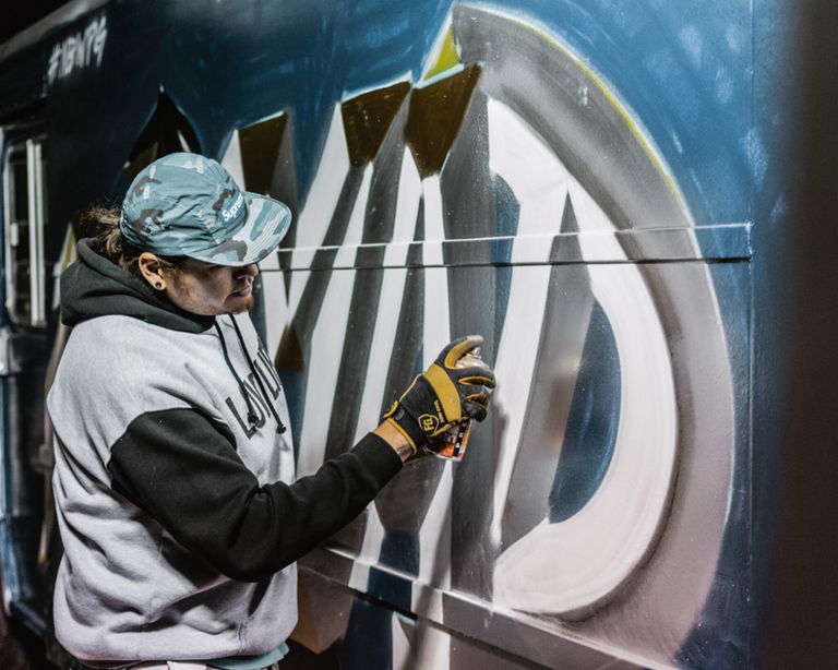 Street artist at The Exchange District Park for Nuit Blanche Winnipeg. Winnipeg, MB. 2018. Courtesy of Juan Manuel.