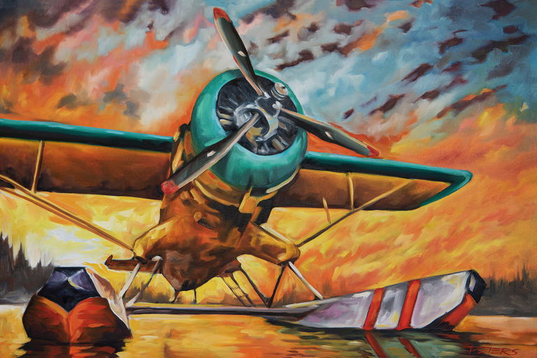 Landon Peters, ‘Fiery Skies and Fabulous Floats’, 2023. Oil on canvas, 24x36.