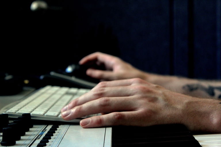 Working in the studio. Photo credit: Aly Laube.
