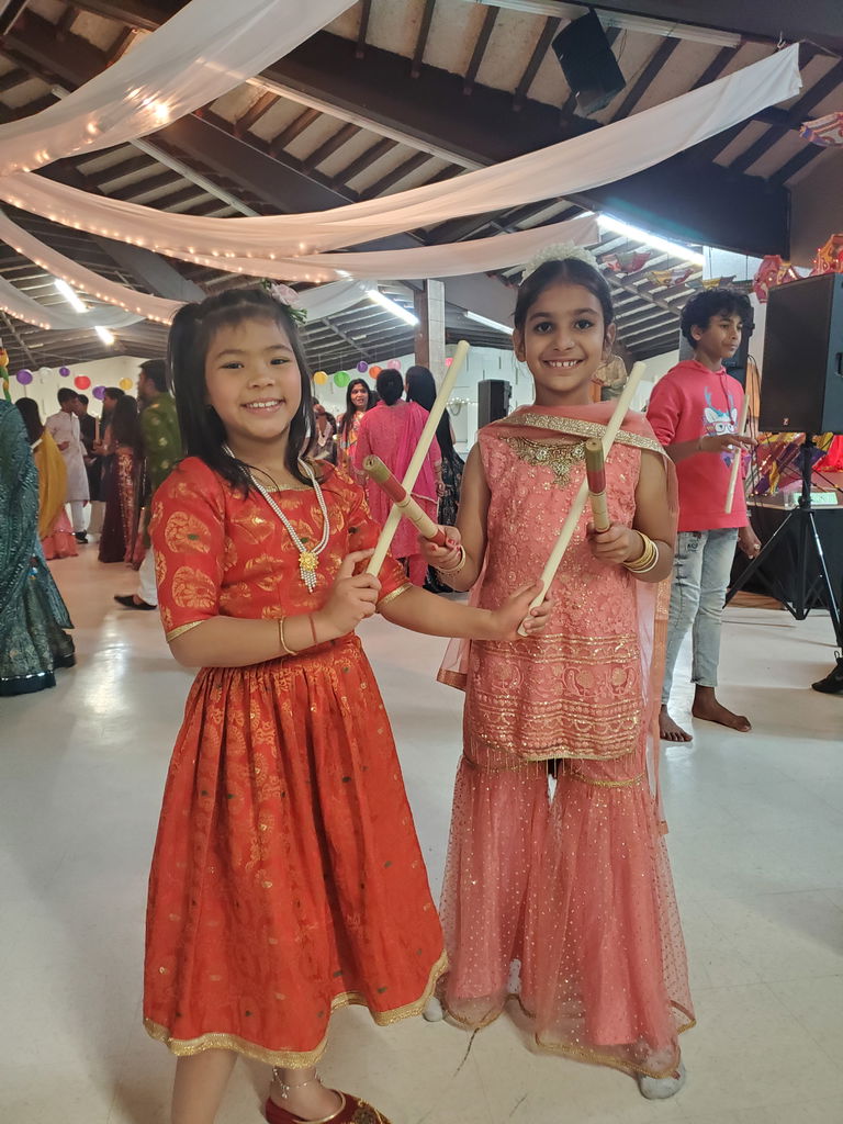 Two girls in traditional dress