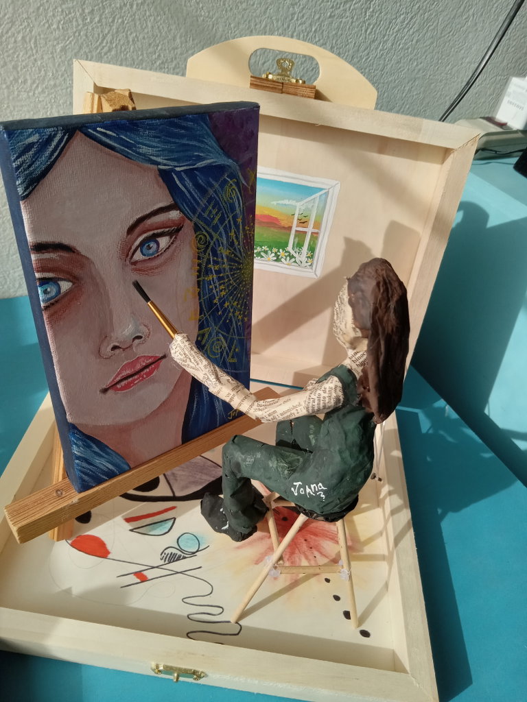 Paper Mache Sculpture of woman painting