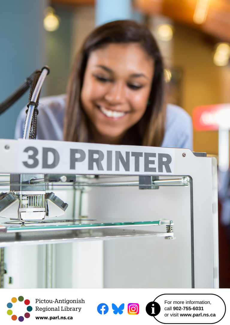 a teen girl is smiling and looking down at a 3D printer, that is working on a project
