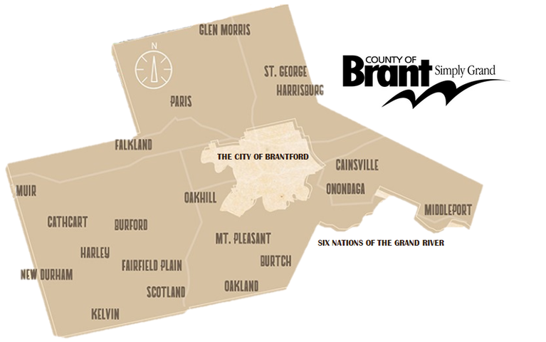 Map outlining the County of Brant