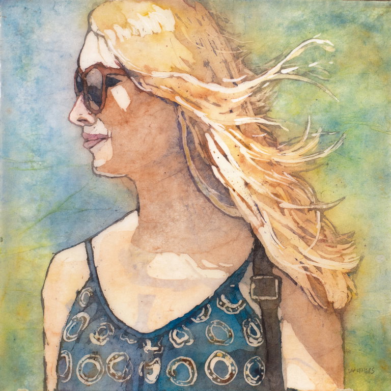 Painting of a woman with long blond hair