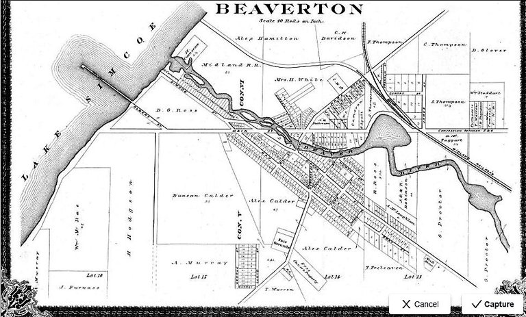 Old map of the Midland Beaverton Railway