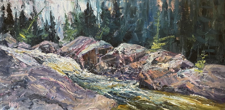 Painting - En Plein Air Haliburton 2025 First Prize: Kelly White, Ritchie Falls Rumble