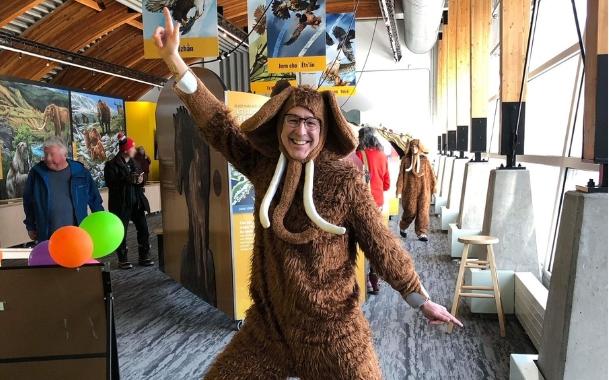 Grant Zazula dressed as a Mammoth