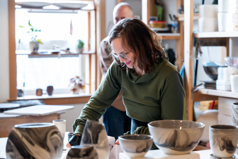 Rachael Kroeker in her ceramics studio at 618 ARTlington