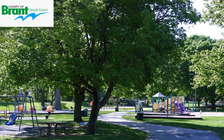 Playground and path in park
