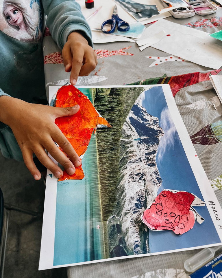 A detail image of a child's collage.