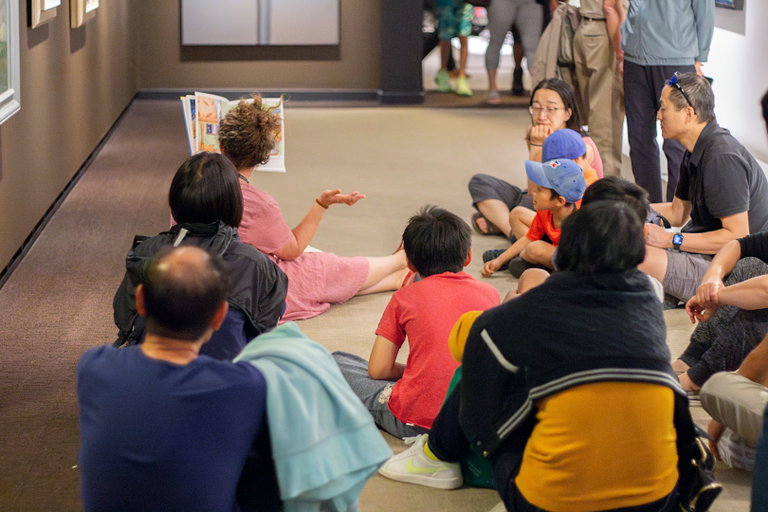 Families enjoying storytime in the gallery spaces at the McMichael
