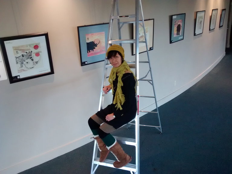 Endangered rhinos painting exhibition at the Gateway Theatre in 2015