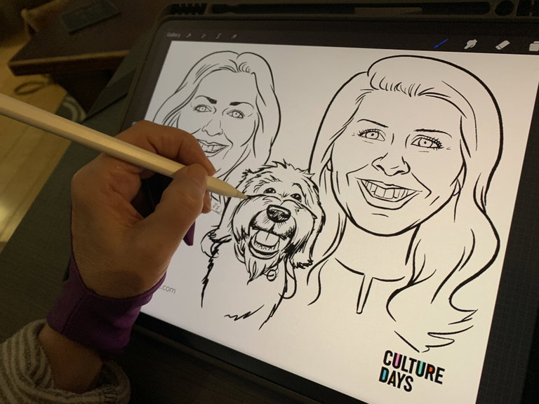 Digital Caricature drawing in Procreate on iPad