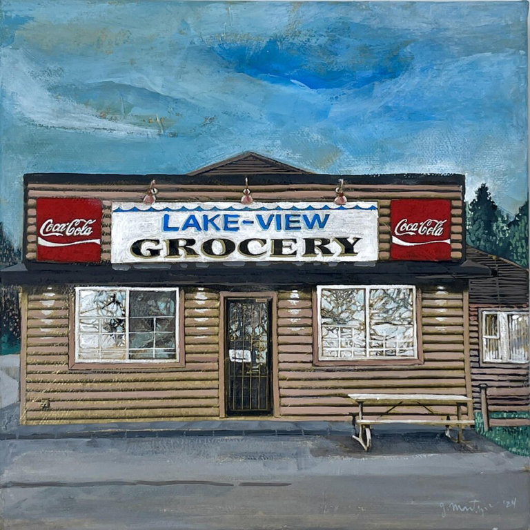Print of lakeside store by J. J. Martyn