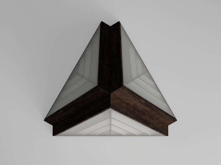 Conceptual drawing from above, viewing the three sided sculpture.