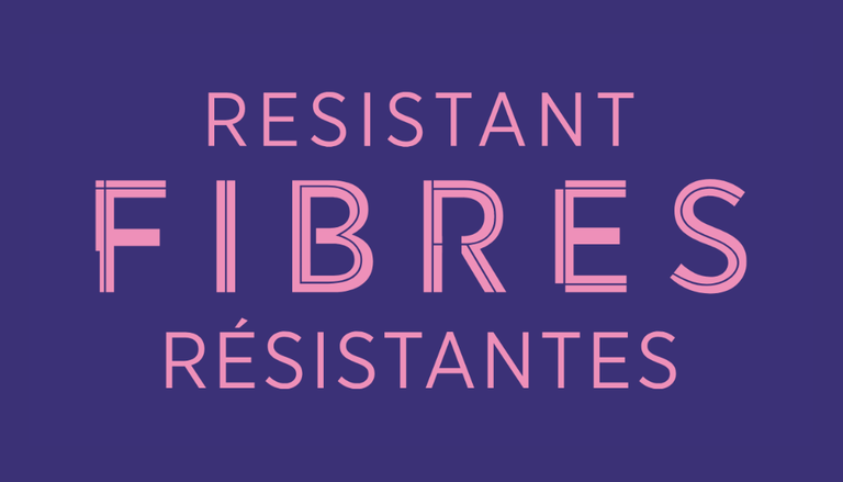 The words “Resistant Fibres résistantes” are written in all-caps in soft pink on a purple background.