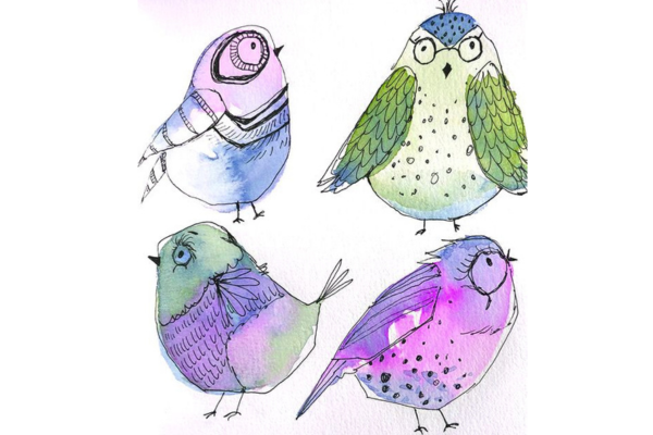 Illustration of 4 birds