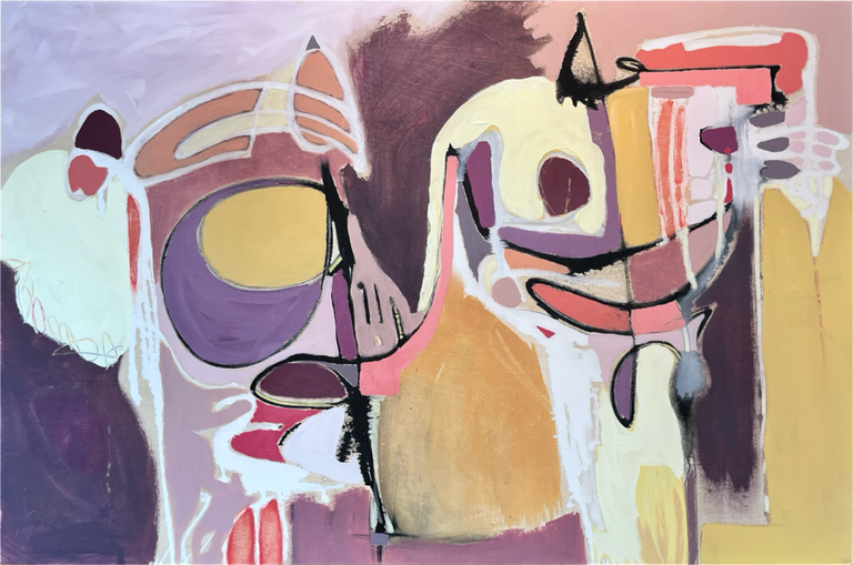 Abstract painting titled Hard to Laugh