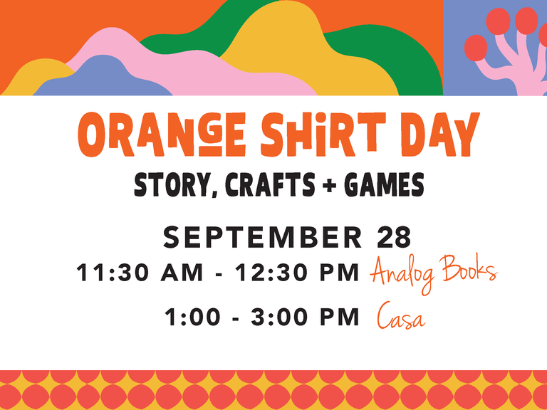 Word art for Orange Shirt Day with details about the event