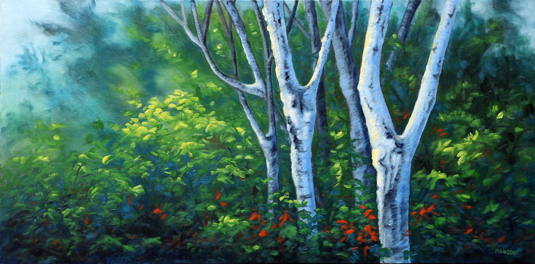 Oil on canvas, 18"h x 36"w.