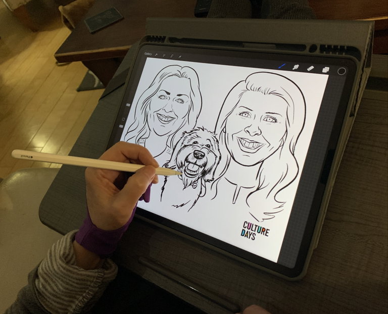 Digitla caricature art in process