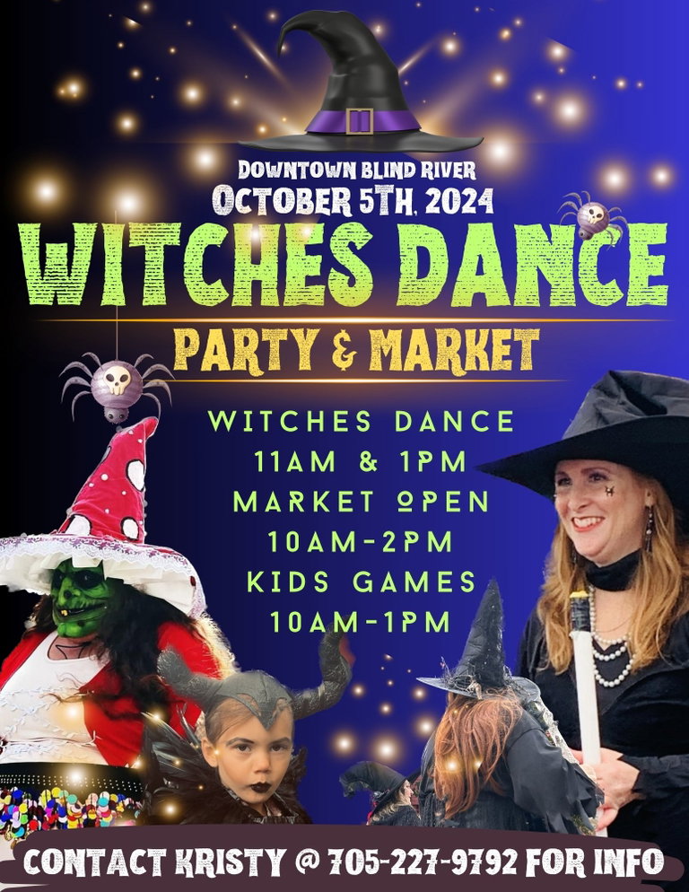 Witches Dance Party and Market Witches dance 11AM and 1PM Vendors market 10AM until 2PM Kinds games 10AM until 1PM