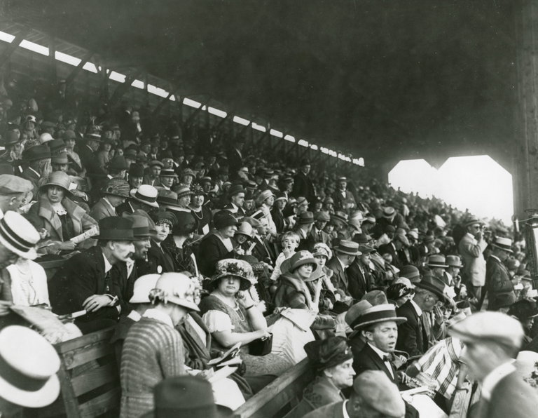 Anticipation in the Grandstand, City of Richmond Archives photograph #2001 9 25