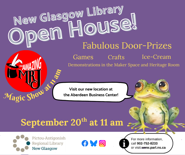 Open House - A Magical Extravaganza!  graphics of a bunny coming out of a top hat, and a frog