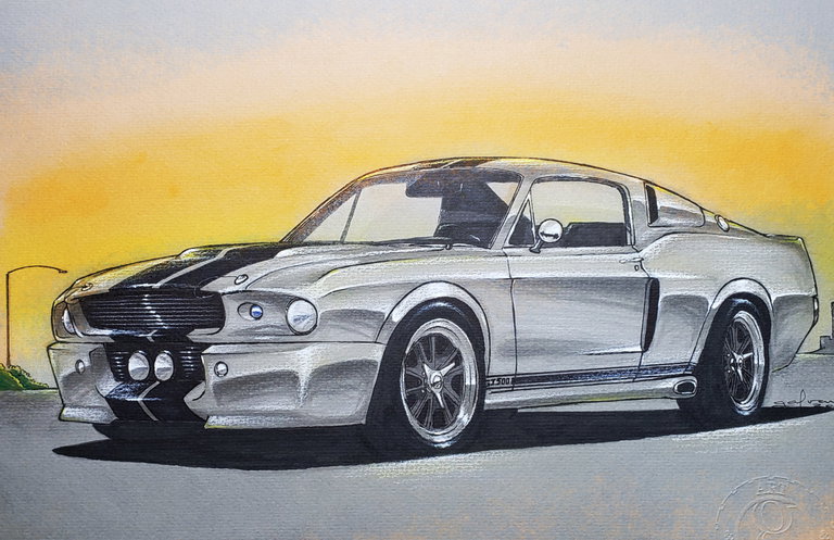 Drawing and painting of a Sports Car