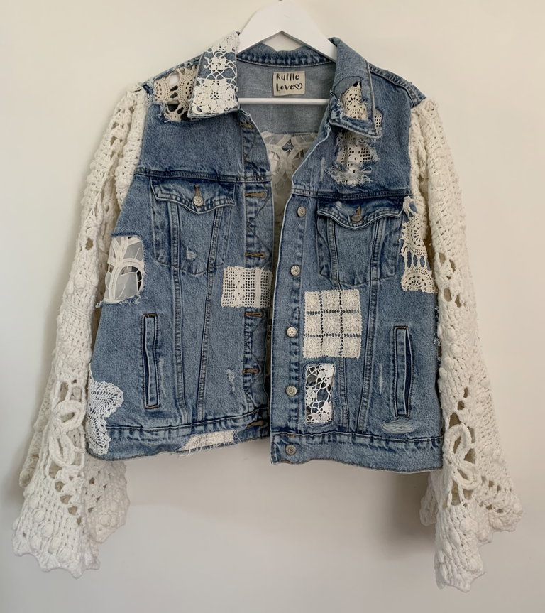 Denim Jacket with lace sleeves